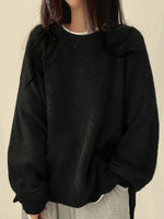 KIARA™ - Women's Drop Shoulder Split Hem Round Neck Sweater